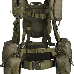 Ensemble Gilet Tactique MOLLE Complet Syst&egrave;me de Portage Modulaire Nylon Terrain Tir Outdoor Vert