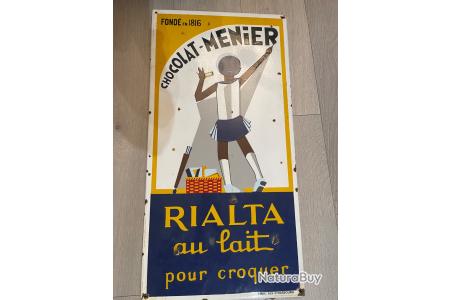 Plaque émaillée Ancienne – Chocolat Menier – Métal – Déco Murale Vintage