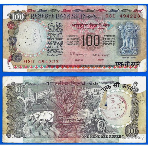 Inde 100 Roupies 1979 Signature 87 Billet Rupees