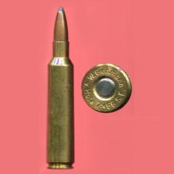 7 x 66 vom HOFE Super Express - balle cuivre pointe plomb - marquage : W. Gehmann v. Hofe 7x66 S.E.