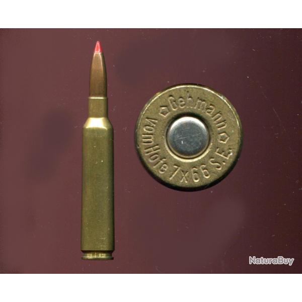 7 x 66 vom Hofe Super Exp. - balle cuivre pointe orange - marquage : Gehmann ^ vom Hofe ^ 7x66 S.E.