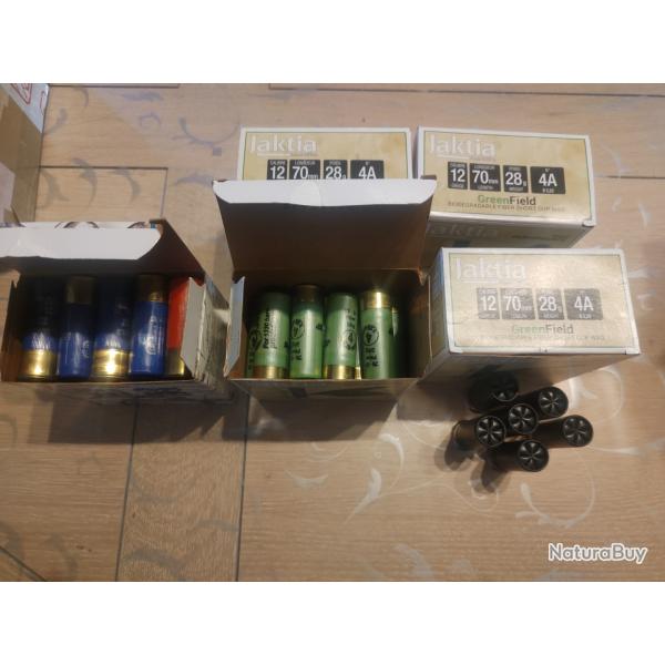 Lot de 125 cartouches cal 12  acier jaktia et fob