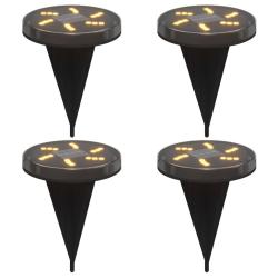 Lot de 4 lampes solaires de jardin accessoires &eacute;claire ext&eacute;rieur 11 x 13 cm en plastique noir 02_00