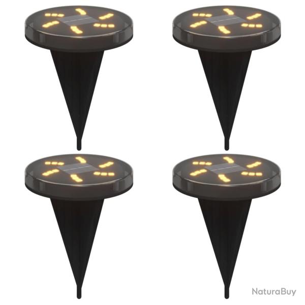Lot de 4 lampes solaires de jardin accessoires �claire ext�rieur 11 x 13 cm en plastique noir 02_00