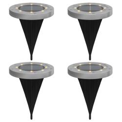 Lot de 4 lampes solaires au sol jardin 11 x 13 cm &eacute;tanches allumage automatique en PS noir 02_00566