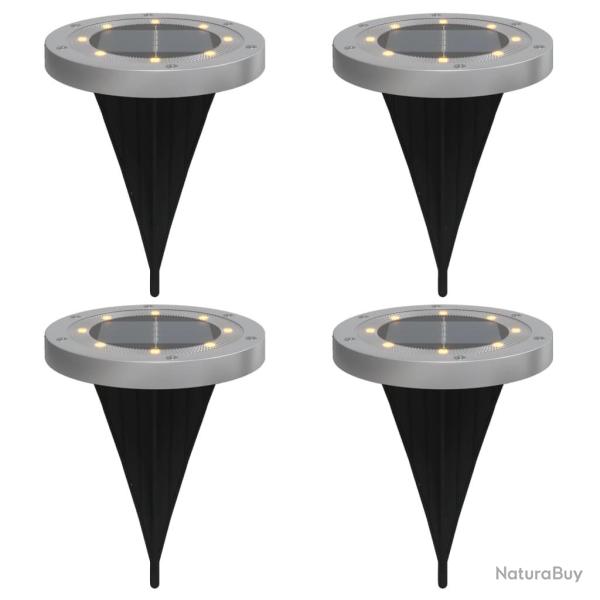 Lot de 4 lampes solaires au sol jardin 11 x 13 cm �tanches allumage automatique en PS noir 02_00566