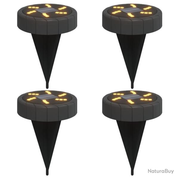 Lot de 4 lampes solaires de jardin pratique automatique 11 x 13 cm en plastique noir 02_0056665
