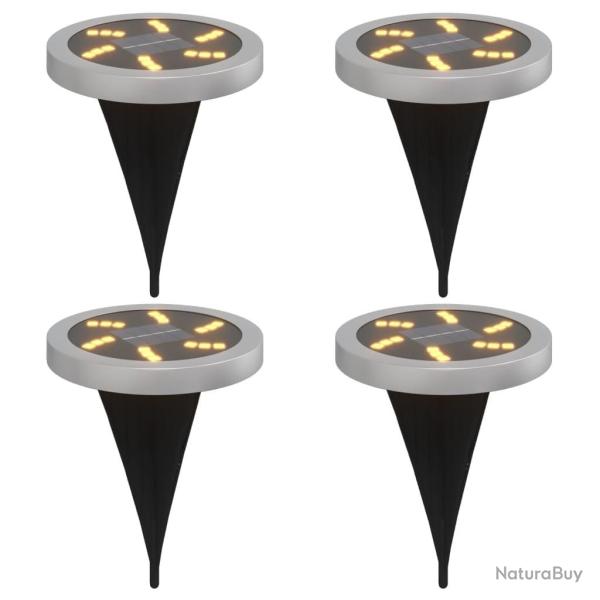 Lot de 4 lampes solaires ext�rieures jardin multifonctionnelles 11 x 13 cm design moderne en plasti
