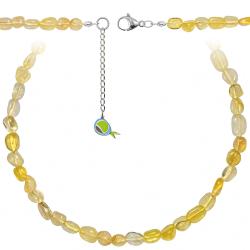 Collier en fluorite jaune - Perles roul&eacute;es 8 &agrave; 12 mm - 60 cm