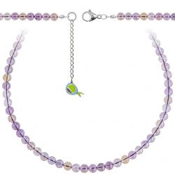 Collier en am&eacute;trine - Perles rondes 6 mm - 55 cm