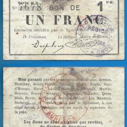 Bon de 1 Franc 1916 de Rimogne Syndicat