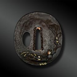 TSUBA naga maru gata avec p&ecirc;cheurs - Japon - P&eacute;riode Edo (1603-1868)