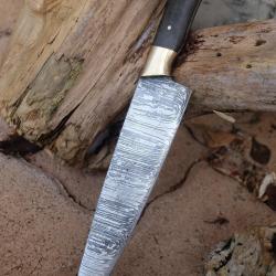 Couteau De Cuisine de Chef Lame Acier Damas 256 Couches Manche Micarta/Laiton Fabric Artisanale00