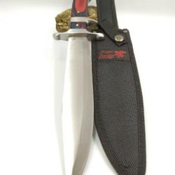 Poignard Bowie Manche en Bois Lame en Acier Etui en Nylon