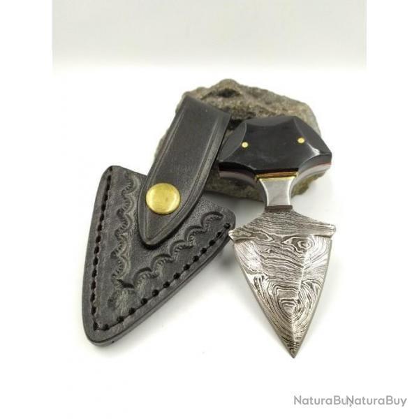 Dague de pouss�e de veuve noire en Acier Damas fabrication artisanale