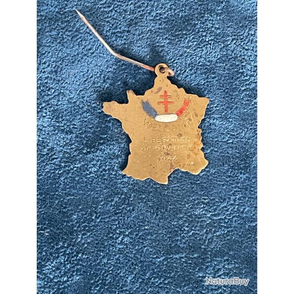Broche lib�ration carte de France laiton 1944