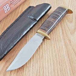 Couteau Rough Rider Puukko Short Skinner Manche & Etui Cuir Lame Acier Couteau de Chasse Rando
