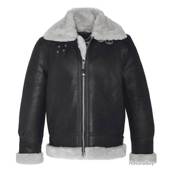 Blouson US Cuir "Bombardier" B3 Noir/Blanc - Schott XXL