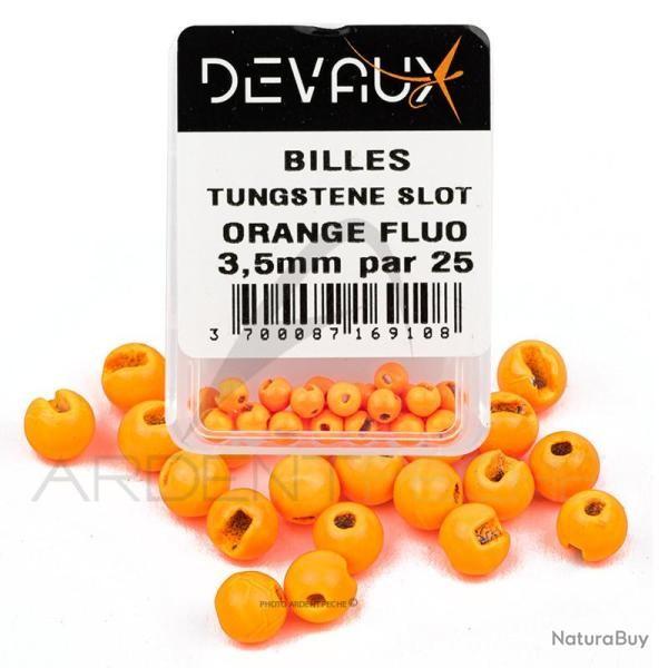 BILLES TUNGSTENE slot (fendues) - ORANGE FLUO - 2.5mm - DEVAUX - (25 pi�ces) - montage nymphe