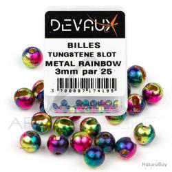 BILLES TUNGSTENE slot (fendues) - RAINBOW - 3.5mm - DEVAUX - (25 pi&egrave;ces) - montage nymphe