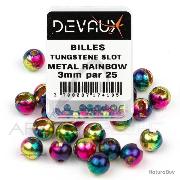 BILLES TUNGSTENE slot (fendues) - RAINBOW - 3mm - DEVAUX - (25 pi�ces) - montage nymphe