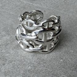 Herm&egrave;s - Bague Cha&icirc;ne d'ancre Encha&icirc;n&eacute;e - grand mod&egrave;le - HERMES - taille 56