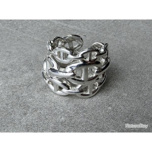 Herm�s - Bague Cha�ne d'ancre Encha�n�e - grand mod�le - HERMES - taille 56