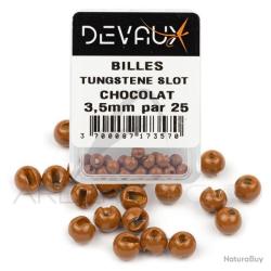 BILLES TUNGSTENE slot (fendues) - CHOCOLAT - 3mm - DEVAUX - (25 pi&egrave;ces) - montage nymphe