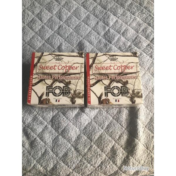 LIVRAISON OFFERTE  50 cartouches,  2 x 25 cartouche  fob sweet copper 1  pb 2 et 1 pl 4  34g  cal 12