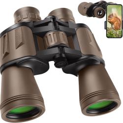 Jumelles 20x50 HD BAK4 Longue Port&eacute;e Chasse Observation Nature Oiseaux Randonn&eacute;e &Eacute;tanches IPX4 Tan