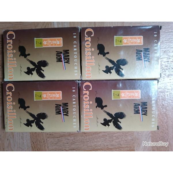 lot de 4 boites de cartouches cal 20/67 croisillon