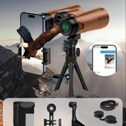Jumelles HD 10x42 Haute Puissance Kit Observation Oiseaux + Support T&eacute;l&eacute;phone Tr&eacute;pied &Eacute;tanche Orange