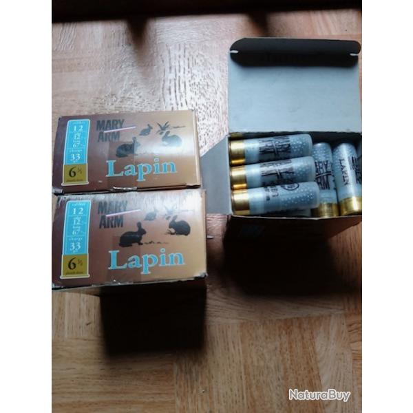 lot de 3 boites de 25 cartouches cal 12/67 chargees a croisillon