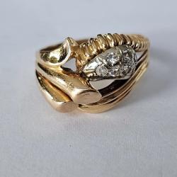 Grande bague ancienne or 18 carats et strass- taille 63