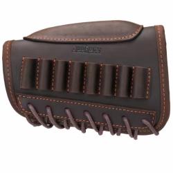 Appui joue porte munitions pour gaucher - Cuir v&eacute;ritable