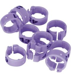 Bagues Sp&eacute;cial Pigeon Marquage Laser Ind&eacute;l&eacute;bile num&eacute;rot&eacute;es 26-50 Violet