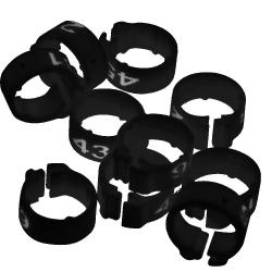 Bagues Sp&eacute;cial Pigeon Marquage Laser Ind&eacute;l&eacute;bile num&eacute;rot&eacute;es 1-25 Noir