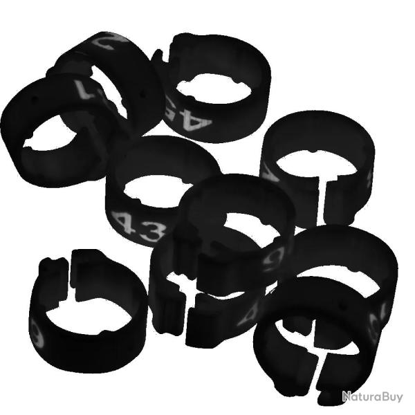 Bagues Sp�cial Pigeon Marquage Laser Ind�l�bile num�rot�es 1-25 Noir