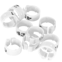 Bagues Sp&eacute;cial Pigeon Marquage Laser Ind&eacute;l&eacute;bile num&eacute;rot&eacute;es 1-25 Blanc