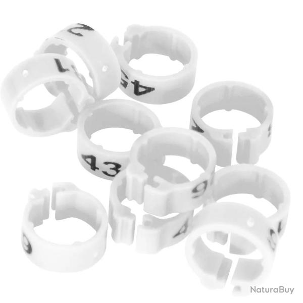 Bagues Sp�cial Pigeon Marquage Laser Ind�l�bile num�rot�es 1-25 Blanc