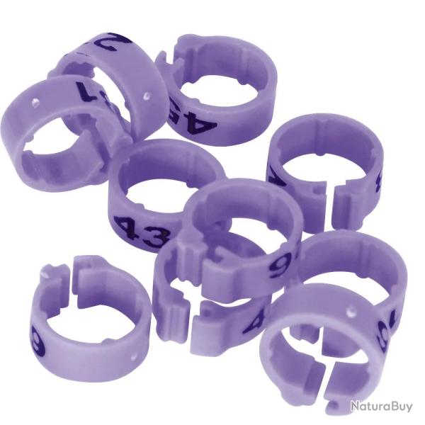 Bagues Sp�cial Pigeon Marquage Laser Ind�l�bile num�rot�es 1-25 Violet