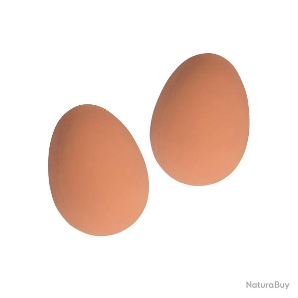 Lot de 2 oeufs factices OLBA en caoutchouc brun pour poules