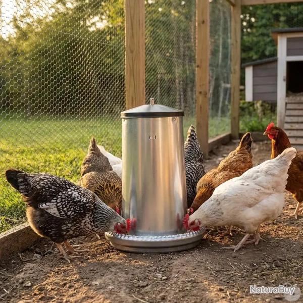 Mangeoires volaille � tr�mie m�tal 5kg en lot de 10