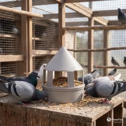 Mangeoire &agrave; grit 1,5 L pour pigeons - 3 compartiments