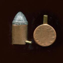 12 mm &agrave; broche  - marquage en relief :  FUSNOT BRUXELLES - &eacute;tui cuivre - balle cylindro-conique