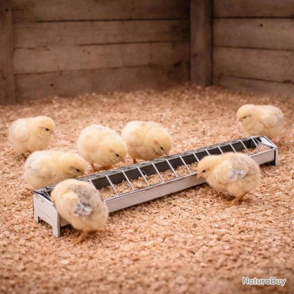 Mangeoire m�tal poussins 50 cm � barrettes avec couvercle