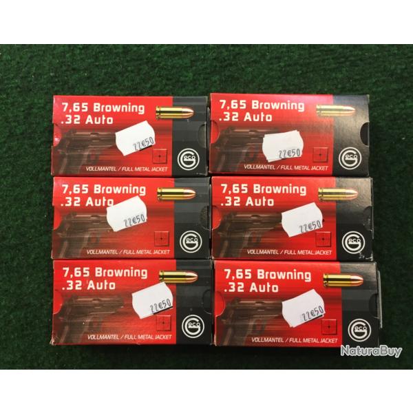 Lot de 300 munitions GECO Calibre 7,65 Browning / .32 Auto en FMJ 73grs / 4,75g