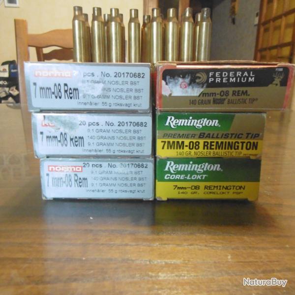 Etui douille 7mm08 tirees une fois