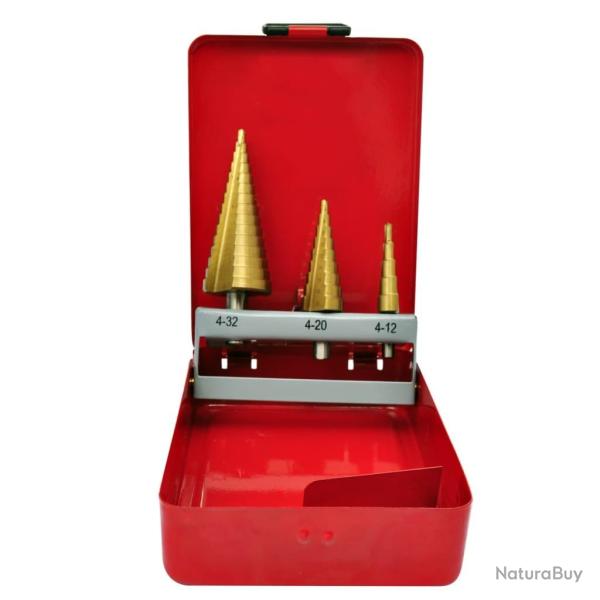 Kit de 3 forets coniques � �tage HSS fraises � �tages perceuses atelier 02_0004075