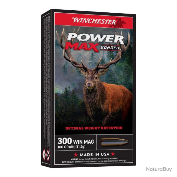 Munitions WINCHESTER cal.300win mag power max bonded 180gr 11.66g par 60